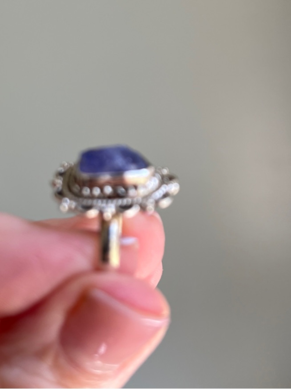 Sterling Silver Raw Tanzanite Stone Ring - Picture 4 of 5